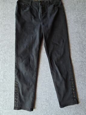 Chico's Women's Jeans So Slimming Girlfriend Slim Leg Ankle Black Size 8 (31x26)